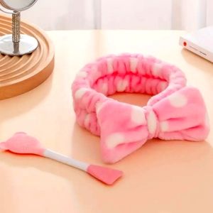 Pink Facial Cleaner & Polka Dot Headband Set
